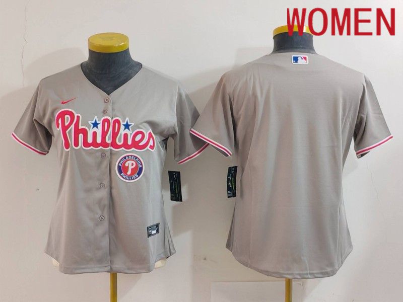 Women Philadelphia Phillies Blank Grey Game 2024 Nike MLB Jersey style 1